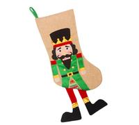 VALICLUD Pochette à Bonbons Noël Chaussette Casse-Noisette Verte en Tissu Solide, Grosse Taille, Fête et Décoration, Sachet Présent Soldat Noël pour Garçon et Filles et Adultes