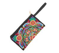 VALICLUD Pochette Ethnique Brodée de Fleurs, Style Vintage Boho, Polyester | Compacte, Organise Cartes et Identités, pour Déplacements Quotidiens, Événements Culturels, Invitées de Mariage