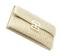 VALICLUD Pochette Tissée Beige pour Femme, Style Rustique de Soirée | Polyester Résistant, pour Cartes, Clés et Sorties D'été, Convient aux Demoiselles D'honneur