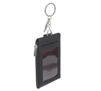 VALICLUD Porte-Cartes en PU Imperméable avec Porte-clés Intégré, Étui pour Carte de Bus et Badge Professionnel, Porte-Carte D’identité Noir, Compact et Pratique pour Bureau et Voyage