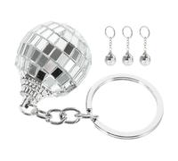VALICLUD Porte-clés Boule Disco Argentée 4pcs Ensemble en PU, Ornement Suspendu pour à Dos et Cadeau Anniversaire, Accessoire Décoratif Lumineux et Festif