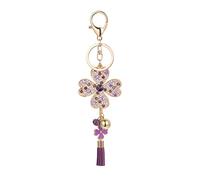VALICLUD Porte-clés Dessin Animé Pour Étiqueter Sacs à Charmes Décor Lanière Avec Porte-carte Quatre Pendentifs Clés Shamrock Strass Cœur Roses Alliage De Zinc Violet,mauve