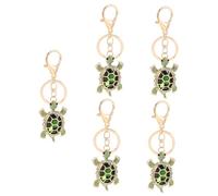 VALICLUD Porte-clés en forme de tortue - Porte-clés en forme d'animal de l'océan - Porte-clés en strass - Porte-clés en alliage de zinc à suspendre, Vert x 5 pièces, 11.00X4.00X2.00CMx5pcs