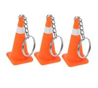 VALICLUD Porte-clés Présent de Fête Mini Cône de Signalisation en Silicone Orange Lot de 3, Accessoire Polyvalent et Portable Usage Quotidien