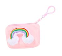 VALICLUD Porte-Monnaie Porte-clés Arc-en-Ciel en Peluche Doux, Petit Paquet à Main pour Fille, Accessoire Multifonction pour Paquet et Clés, Couleur Rose, Format Carré, Usage Quotidien