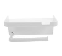 VALICLUD Porte-Papier Toilette Mural Innovant avec Étagère Double Couche en ABS Blanc Support Adhésif sans Perçage Rangement pour Rouleaux et Lingettes Salle de Bain Bureau et