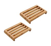 VALICLUD Porte-savonnette en Bambou Naturel 2 Pièces Texture Évidente Odeur, Boîte à Savonnette Pratique pour Salle de Bain et Usage Domestique