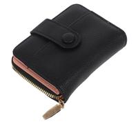 VALICLUD Portefeuille Porte-Cartes en PU Noir à Soufflet, Litchi, 20 Cartes