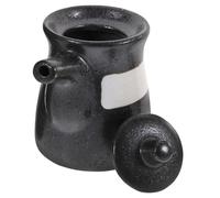 VALICLUD Pot à Condiments Céramique Noire avec Bec Verseur Distributeur Huile Sauce Soja et Vinaigre pour