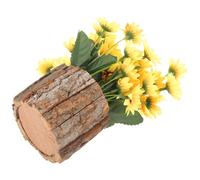 VALICLUD Pot de Fleurs en Bois Écorce Rustique Jardinière Basse pour Plantes et Succulentes Pot de Plantes Naturel Style Campagne Contenant Décoratif pour Intérieur et Jardin en Rondins de