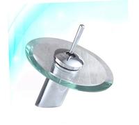 VALICLUD Robinet Lavabo Cascade Verre avec Mitigeur Eau Chaude et Froide Design Cascade Moderne Économiseur Eau Acier Inoxydable Robinet Salle Bain Solide et Résistant Chaleur
