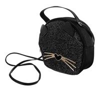 VALICLUD Sac Bandoulière Femme Pu Noir Petit Rond Créatif Motif Léopard Forme Oreilles De Chat Sac Main Pour Filles Avec Capacité Spacieuse Cadeau Et Usage Quotidien