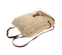 VALICLUD Sac Plage Paille Tressée Sac à Dos Tissé Bandoulière Femme Pour Plage Moyen Portable