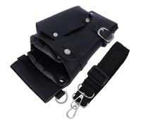 VALICLUD Sacoche en Cuir Noire pour Ciseaux de Coiffeur, Pochette Ceinture Artisanale Compacte Poches Multiples, Protection Professionnelle pour Outils de Coiffure, Usage Salon et