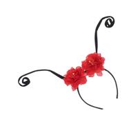 VALICLUD Serrage-tête de Fête pour Femmes Taille Unique Rouge Fleurs et Antennes de Fourmi, Accessoire Décoratif Cheveux Original pour Soirées et Anniversaires