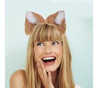 VALICLUD Serrage-Tête Oreilles de Chat en Fourrure Peluche Légère Couleur Beige Clair Accessoire Cosplay Kawaii pour Femme Coiffure Déguisement Fête et Conventions