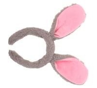 VALICLUD Serrage-Tête Oreilles de Lapin en Peluche Gris Doux Bandeau Élastique Confortable pour Soins du Visage Cosplay et Fête de Pâques Accessoire Mignon pour Filles et Spa