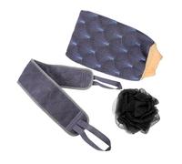 VALICLUD Serviette De Bain Exfoliante 3 Pièces Ensemble Double Face Épurateur De Dos Gris Accessoire Bain Mousseux Pour Adultes Usage Quotidien
