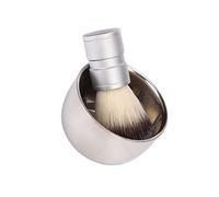 VALICLUD Set Bol de Rasage Inox avec Brosse à Barbe Poils Nylon Manche Antidérapant pour Rasage Maison et Salon