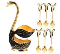 VALICLUD Set Cuillères Dessert avec Porte Cuillère Forme et Or Design Vintage pour Mariages et Cafés Ensemble et Décoratif