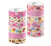 VALICLUD Set de 12 Rouleaux de Ruban Adhésif Washi Motif Donut, Fournitures Créatives Polyvalentes et Faciles à Utiliser pour Décoration de Planner et Scrapbooking