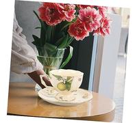 VALICLUD Set de Tasse à Café Céramique Vintage avec Motif Citron Mug Latte et Sous Tasse Résistants pour Thé Anglais et et Élégant