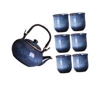 VALICLUD Set de Thé Céramique Kung Fu avec Théière et Tasses Poignée Ergonomique pour Service Familial et Bureau Design Artistique Chinois pour Décoration