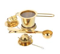 VALICLUD Set Infuseur à Thé Acier Inoxydable Doré Passoire Fine pour Vrac Cuillère Double Usage avec Pince Détanchéité Filtre pour Théières et Infusion