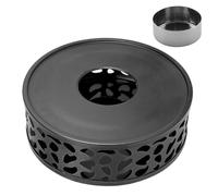 VALICLUD Socle Chauffant en Acier Inoxydable Noir à Cadre Creux avec Porte-Bougie Chauffe-Plat, Chauffe-théière Rond Multifonction pour Théière et Réchauffage Cuisine, Support Solide