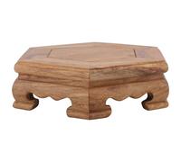 VALICLUD Socle Hexagonal en Bois Massif 10X12X3 CM Support Rond pour Vase Pot de Fleurs ou Objet d'art Socle d'Exposition Robuste et Naturel pour Décoration Intérieure et Extérieure