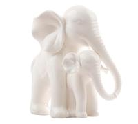 VALICLUD Statue d'éléphant mère bébé en porcelaine blanche - Éléphant décoratif - Figurines blanches pour salon, étagère et chambre d'enfant - 18 x 14 x 12 cm
