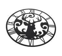VALICLUD Sticker Horloge Mural Miroir Noir Acrylique avec Chiffres Romains et Motif Cerf Décoration Autocollante sans Outils pour Salon et Entrée
