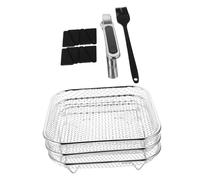 VALICLUD Support de Gril Acier Inoxydable Empilable pour Friteuse à Air Panier Carré avec Drainage Huile et Séchage Alimentaire Accessoire de Cuisine et Économe Espace