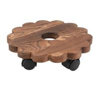 VALICLUD Support pour Pot de Fleurs Rond en Bois Massif Ø 20 CM 4 roulettes Pivotantes sans Frein Plateau Roulant Mobile pour Jardinière Intérieur et Extérieur