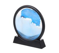 VALICLUD Tableau de Sable Mouvant Peinture sur Sable 3D Rond en Verre Bleu Eau et Plastique Effet Visuel Apaisant Décoration de Bureau et Maison
