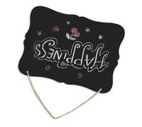 VALICLUD Tableau Noir en Panneau Décoratif Mural Effaçable Double Face avec Corde Suspendre, Petite Taille Créative en Panneau D'affichage Réutilisable pour Message Écrit
