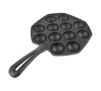 VALICLUD Takoyaki Mold Fonte Cavités avec Poignée Isolante Plaque de Antiadhésive pour Œufs de Caille et Boule de Poulpe Outil de Cuisine Ergonomique pour Barbecue et