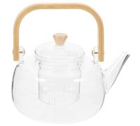 VALICLUD Théière à Infuseur en Verre 1000ml avec Anse en Bois, Infuseur Amovible pour Séparer les Feuilles, Préparation du Thé et Présent