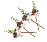 VALICLUD Tiges de Coton Séché Naturel 33 CM Lot de 4 Branches Décoratives Vertes Fleurs Séchées Artisanales pour Bouquet Décoration Intérieure Automnale et Mariage Style Nordique