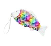 VALICLUD Trousse à Crayons Zippée en Forme de Poisson Porte-Monnaie Flip Sequin Cosmétique Glitter Bracelet à Main