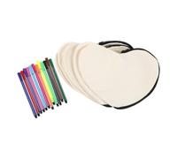 VALICLUD Trousse de Maquillage Cœur en Tissu Blanc à Fermeture Éclair Facile, Surface Vierge pour Peinture DIY, Transport Quotidien Activités Créatives
