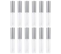 VALICLUD Tube de Gloss à Lèvres Vide Argenté 12 Pièces 10 Ml Rond pour Maquillage Lèvres Professionnel Voyage