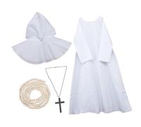 VALICLUD Vêtements de prêtre Les Moines Adulte Cosplay Tenue Robe de la Renaissance d'halloween Costume Halloween déguisement d'halloween Robe de Moine d'halloween Cape Polyester Blanche