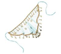 VALICLUD Voile Indien pour Danse Orientale Femme Mousseline Légère avec Pompons Couleur Bleu Paon Taille Petite Accessoire de Costume Exotique pour Scène et Fête