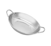 VALICLUD Wok À Double Poignée En Acier Inoxydable Poêle Inox À Fond Plat 9.84X9.45X1.97in Pour Cuisine Chaude Fruits De Mer Ragoût Compatible Gaz Et Plaque Électrique