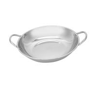 VALICLUD Wok Acier Inoxydable avec Double Poignée Casserole Antiadhésive à Fond Plat Ustensile de Cuisson Sûr et Facile à Nettoyer pour Cuisine Domestique