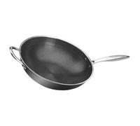 VALICLUD Wok Acier Inoxydable avec Poignées Doubles Poêle Antiadhésive pour Plaque à Gaz pour Bbq Pommes de Terre Frites Œufs et Viandes