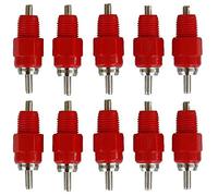 VALINK Lot de 10 mangeoires à eau en acier inoxydable pour volaille - Vis à eau - Angle de 360 ° - Tétine d'eau en acier inoxydable - Rouge - Taille de la vis : 11/32"