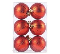 VALINK Lot de 6 décorations de sapin de Noël sur le thème des balles de sport - Boules de 6 cm pour baseball, football, basket-ball, rugby