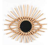 VALINK Miroir en rotin tricoté fait à la main, miroir mural avec cadre de reliure tressée, style bohème, miroir d'art décoratif, décoration d'intérieur, miroirs de maquillage et d'habillage